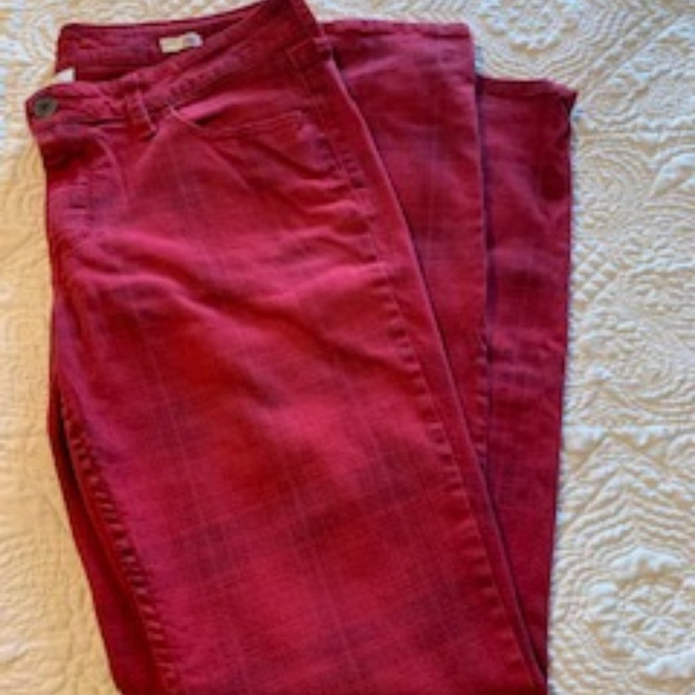 Colored Jeans Red Plaid Super Skinny